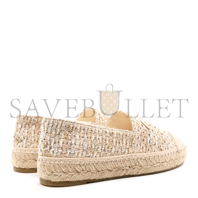 CHANEL TWEED LAMBSKIN CC ESPADRILLES BEIGE G29762